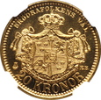 SZWECJA, 20 koron 1895, NGC MS66 PL