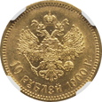 ROSJA, 10 rubli 1900    NGC AU58