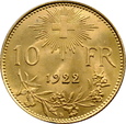 SZWAJCARIA, 10 franków 1922