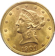 USA, 10 DOLARÓW 1901,  PCGS MS63
