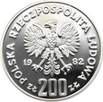 POLSKA, 200 złotych 1982, XII MISTRZOSTWA ŚWIATA W P.N, HISZPANIA