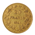 BELGIA, 20 FRANKÓW 1865 