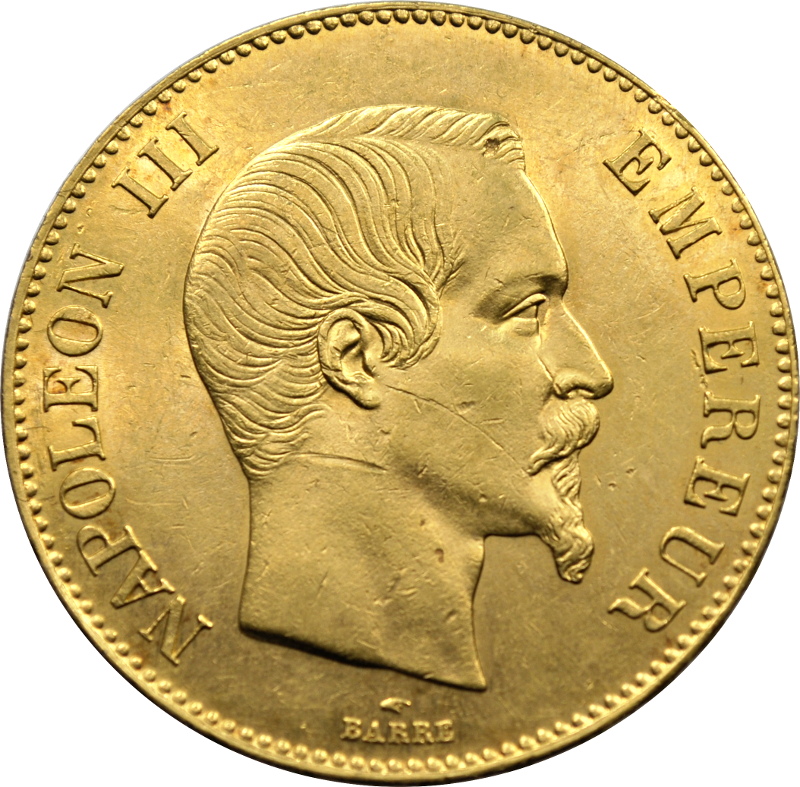 FRANCJA, 100 FRANKÓW 1858 A  2