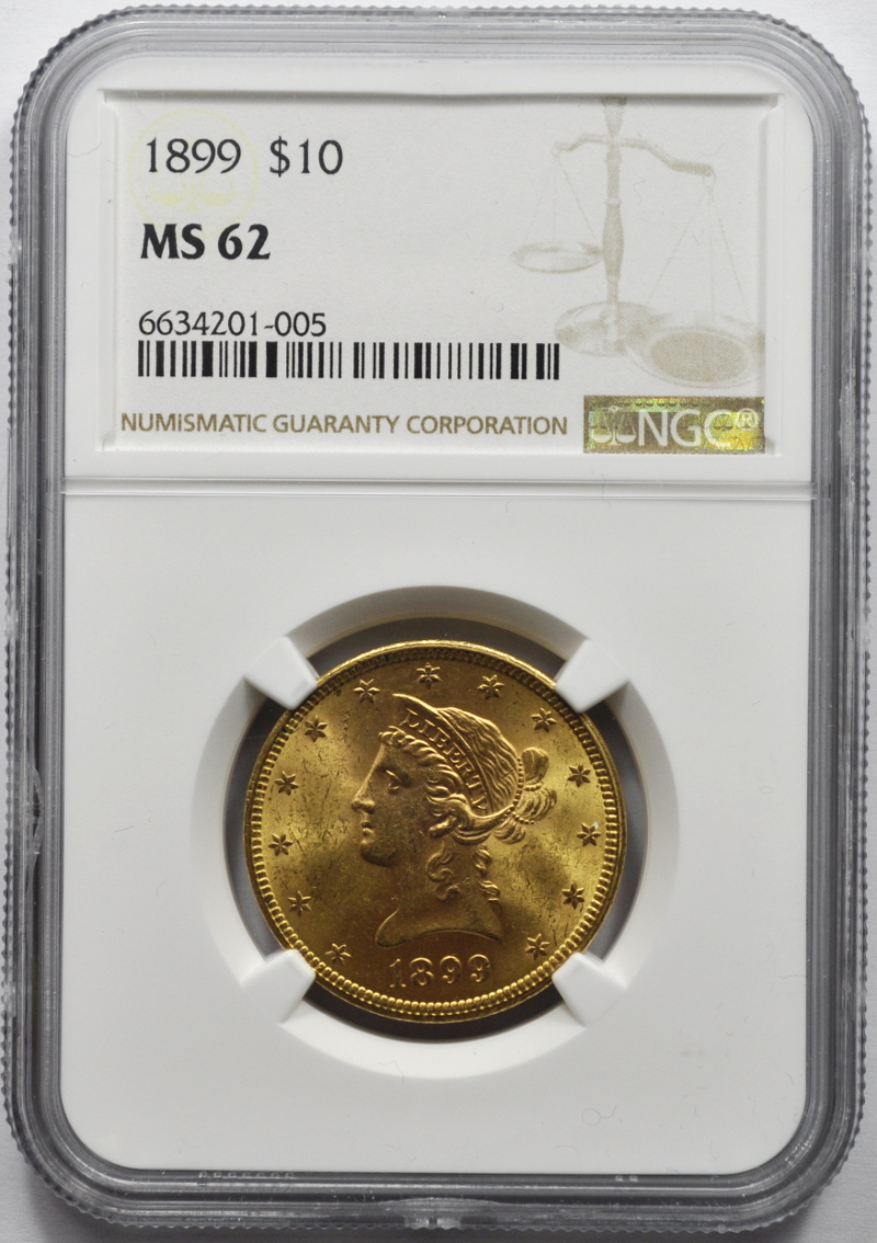 USA, 10 DOLARÓW 1899, NGC  MS62