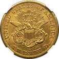 USA, 20 dolarów 1856 S NGC AU53