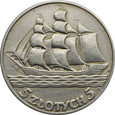 POLSKA , 5 złotych 1936, ŻAGLOWIEC