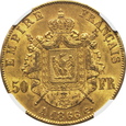 (RK) FRANCJA, 50 FRANKÓW 1866 A   NGC AU58