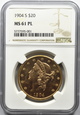 (RK) USA, 20 DOLARÓW 1904 S,  NGC MS61 PL