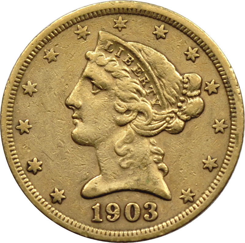 USA, 5 DOLARÓW 1903-S