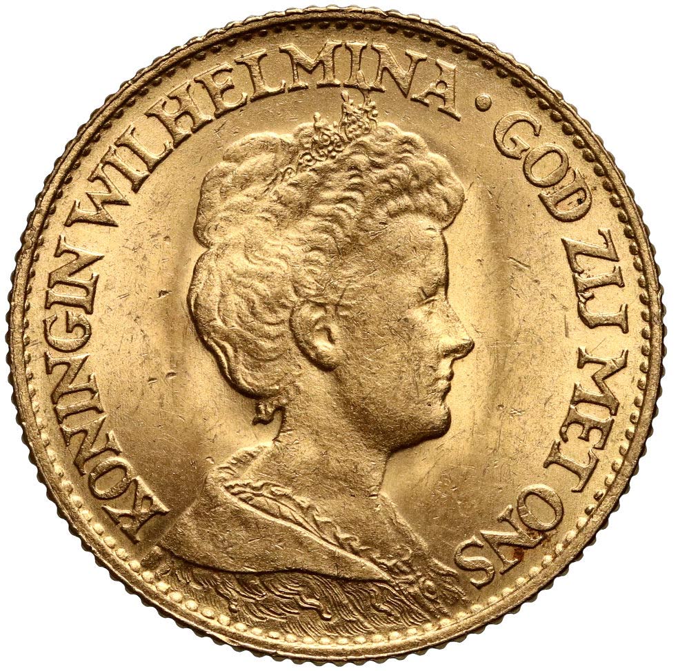 11. Holandia, Wilhelmina, 10 guldenów 1917