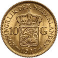 11. Holandia, Wilhelmina, 10 guldenów 1917