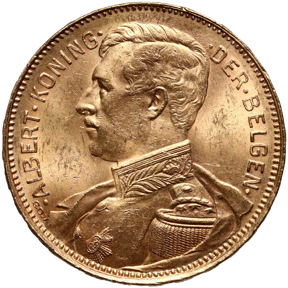 402. Belgia, Albert I, 20 franków 1914, Der Belgen