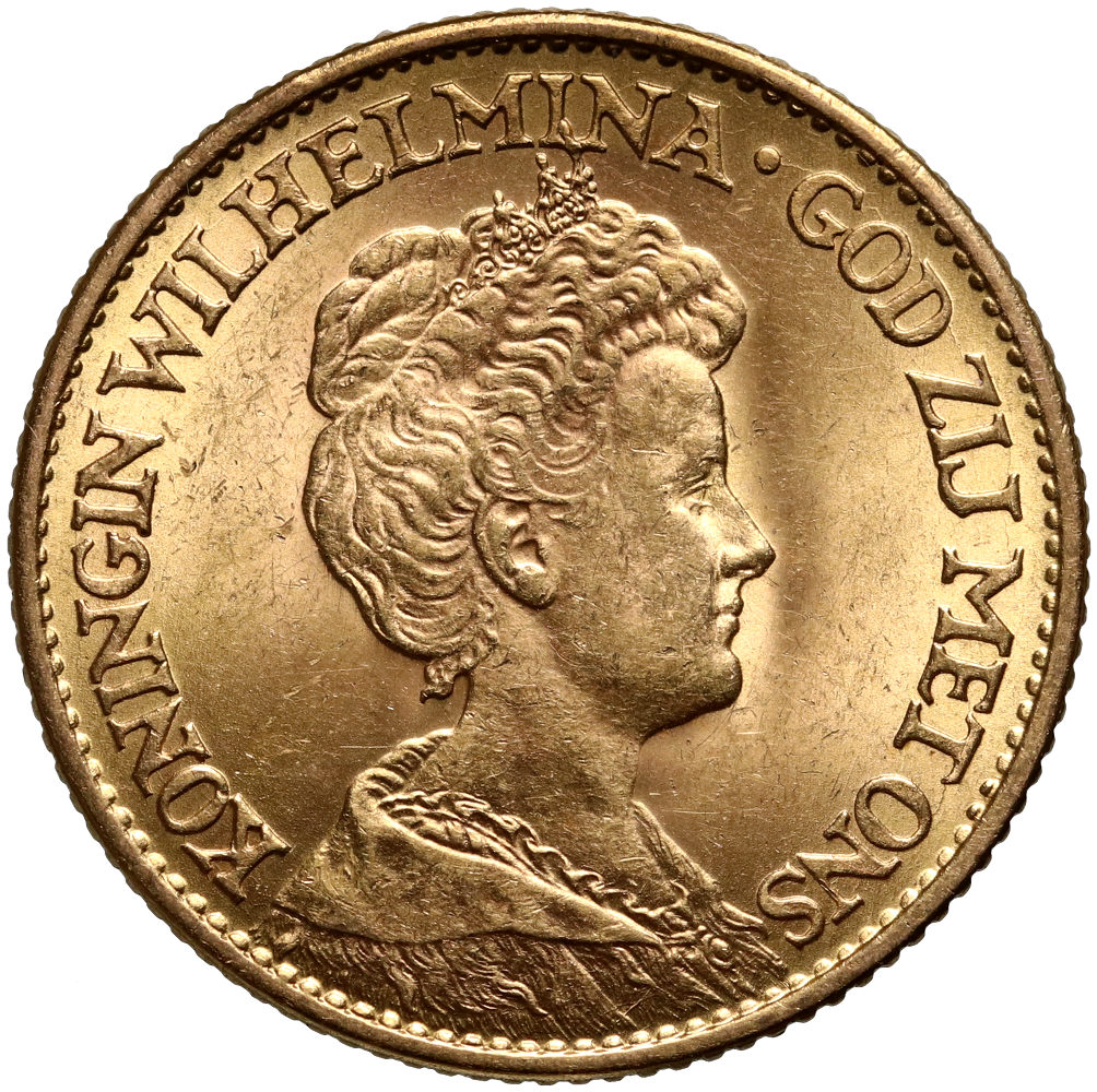 9. Holandia, Wilhelmina, 10 guldenów 1912
