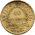 Francja, Napoleon I, 40 franków 1810 W, Lille