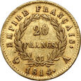 Francja, Napoleon I, 20 franków 1814 A, Paryż