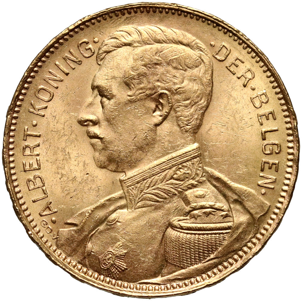 279. Belgia, Albert I, 20 franków 1914, Der Belgen