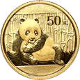 Chiny, 50 juanów 2015, Panda, 1/10 uncji złota