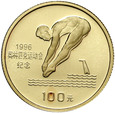 Chiny, 100 yuan 1995, Olimpiada w Atlancie - skoki do wody, 1/3 uncji