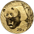 Chiny, 20 juanów 2001, Panda, 1/20 uncji złota