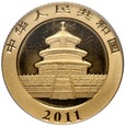 Chiny, 50 yuan 2011, Panda, 1/10 uncji złota, PCGS MS69