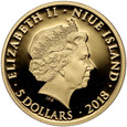 Niue, 5 dolarów 2018, Ignacy Paderewski - 1/10 uncji złota