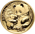 Chiny, 20 juanów 2005, Panda, 1/20 uncji złota