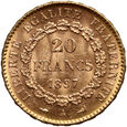 1066. Francja, 20 franków 1897 A, Anioł