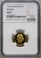 Austria, Franciszek Józef I, dukat 1915, Nowe bicie, NGC MS67