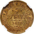 Rosja, Aleksander II, 5 rubli 1876 СПБ HI, Petersburg, NGC 