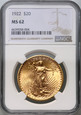 USA, 20 dolarów 1922, St. Gaudens, NGC MS62