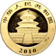 Chiny, 50 yuanów 2010, Pandy, 1/10 uncji złota