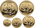 Chiny, zestaw, od 20 do 500 juanów 2009, Panda, 59 g Au999 #MA