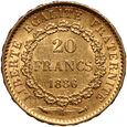 Francja, III Republika, 20 franków 1886 A, Anioł