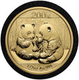 Chiny, 200 yuan 2009, Panda, 1/2 uncji złota