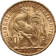 Francja, 20 franków 1907, Kogut, Paryż