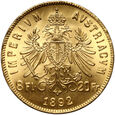 728. Austria, 8 florenów/20 franków 1892, Nowe bicie