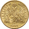 Austria, Franciszek Józef I, 8 florenów / 20 franków 1887