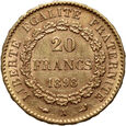 Francja, 20 franków 1898 A, Paryż, Anioł