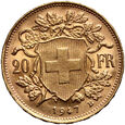 20. Szwajcaria, 20 franków 1947 B
