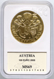 Austria, 100 euro 2005, Filharmonia, 1 uncja złota, GCN MS69 #R