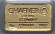Niemcy, sztabka złota, 2,00 g Au999, Chafner