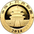 Chiny, 50 yuanów 2014, Panda, 1/10 uncji złota