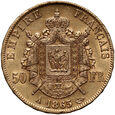 Francja, Napoleon III, 50 franków 1865 A