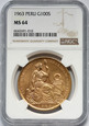 Peru, 100 soli 1963, NGC MS64