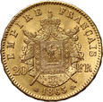 Francja, Napoleon III, 20 franków 1865 BB, Strasburg