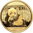 Chiny, 100 yuanów 2015, Panda, 1/4 uncji złota