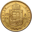 Węgry, Franciszek Józef I, 20 franków/8 forintów 1888