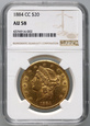 USA, 20 dolarów 1884 CC, Carson City, Liberty, NGC AU58