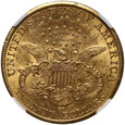 USA, 20 dolarów 1884 CC, Carson City, Liberty, NGC AU58