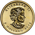 Kanada, 5 dolarów 2014, Liść klonu, 1/10 uncji złota
